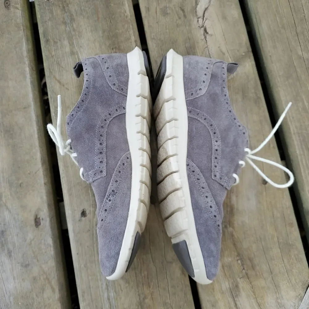 Cole Haan Zerogrand Wingtip Oxford Closed‎ Hole Gray Suede Lace-up Shoes 8.5